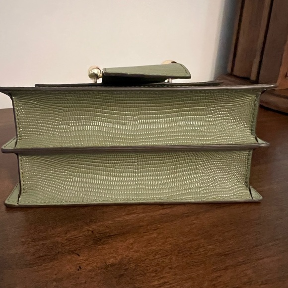 Strathberry Box Crescent in lizard-embossed olive leather - Picture 5 of 9